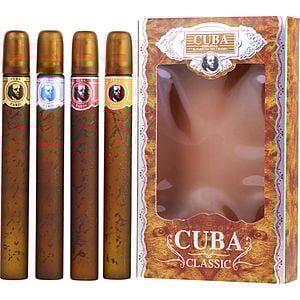 Cuba Variety Men 4 Piece Variety With Cuba Gold, Blue, Red & Orange & All Are Eau De Toilette Spray