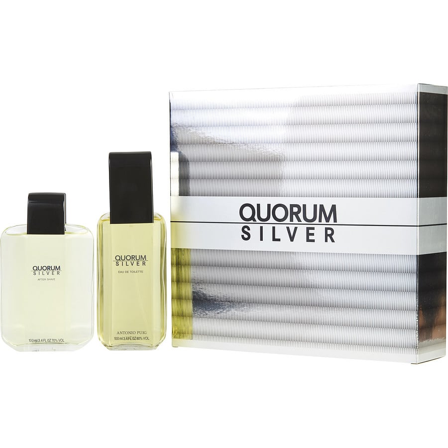 Antonio Puig Quorum Silver Men Eau De Toilette Spray & Aftershave
