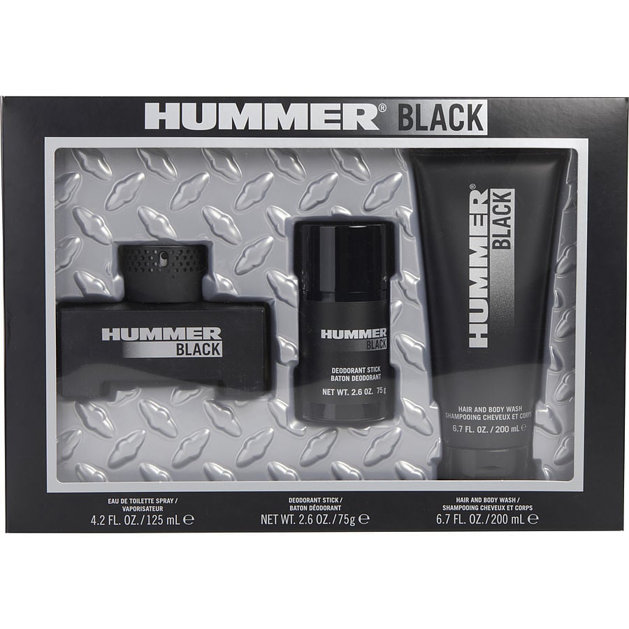Hummer Black Set Men Eau De Toilette Spray & Hair And Body Wash & Deodorant Stick