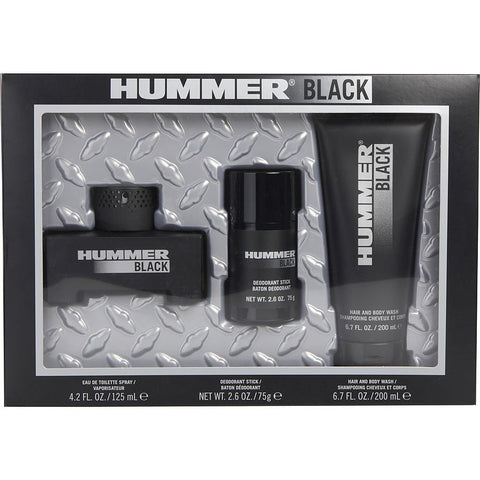 Hummer Black Set Men Eau De Toilette Spray & Hair And Body Wash & Deodorant Stick