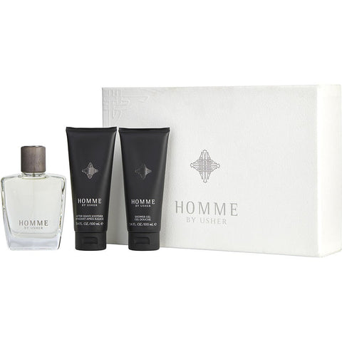 Usher Homme Men Eau De Toilette Spray & Aftershave Soother & Shower Gel
