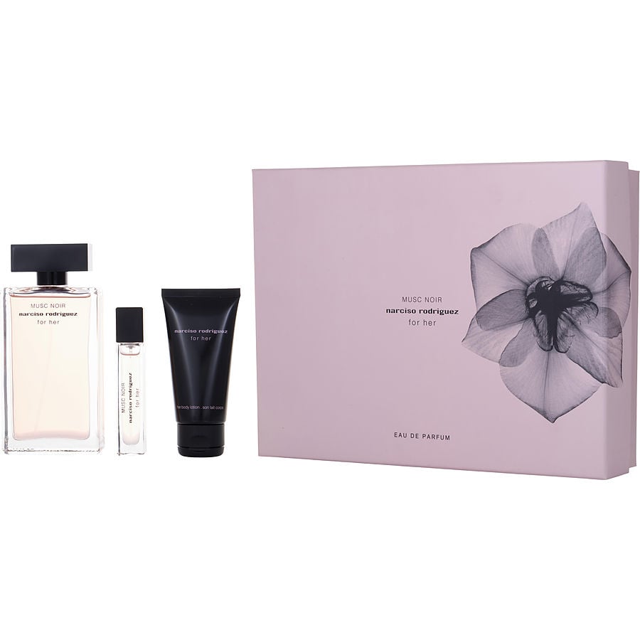Narciso Rodriguez Musc Noir Women Eau De Parfum Spray & Body Lotion & Eau De Parfum Mini